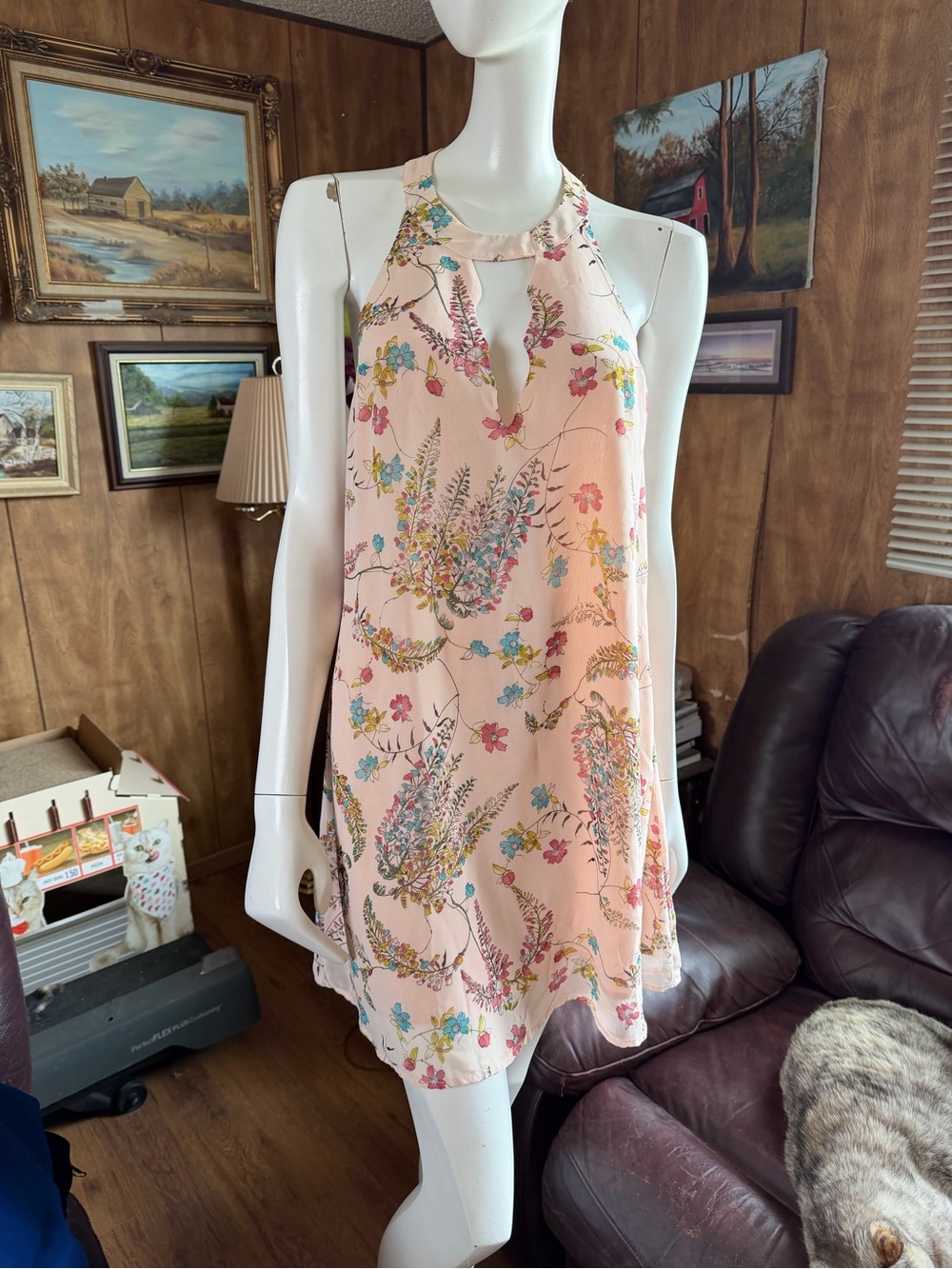 Flowy Floral Boho Dress with Buttom Up Back